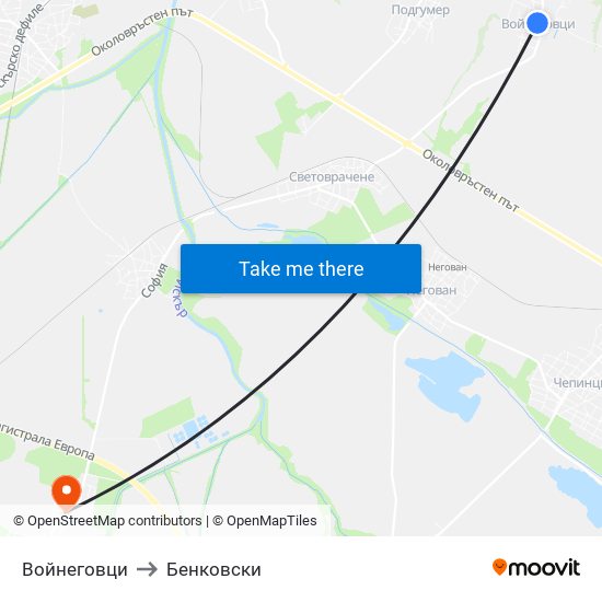 Войнеговци to Бенковски map
