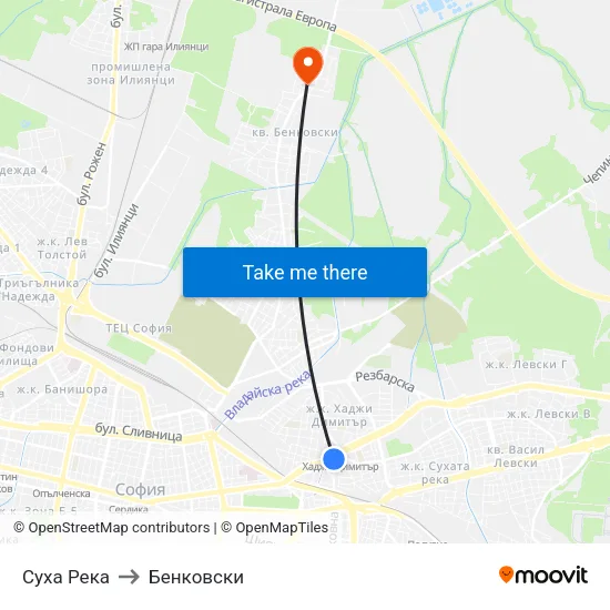 Суха Река to Бенковски map