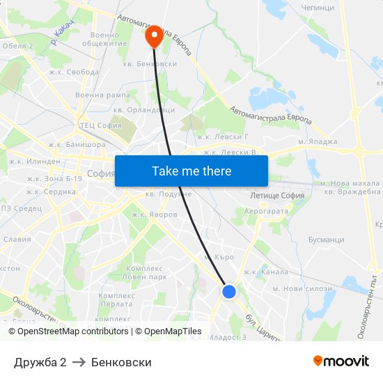Дружба 2 to Бенковски map
