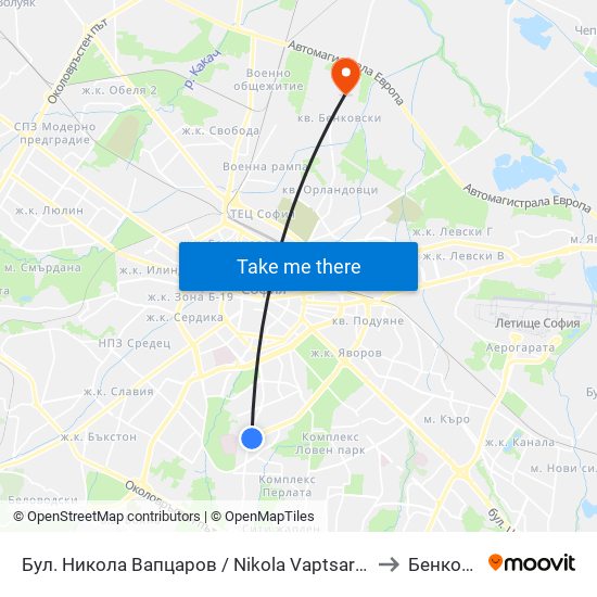Бул. Никола Вапцаров / Nikola Vaptsarov Blvd. (0344) to Бенковски map