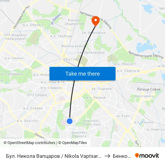 Бул. Никола Вапцаров / Nikola Vaptsarov Blvd. (0344) to Бенковски map