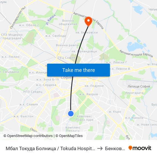 Мбал Токуда Болница / Tokuda Hospital (0206) to Бенковски map