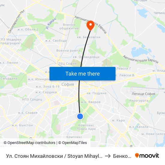 Ул. Стоян Михайловски / Stoyan Mihaylovski St. (2692) to Бенковски map