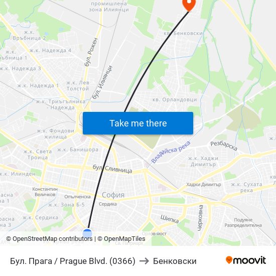 Бул. Прага / Prague Blvd. (0366) to Бенковски map