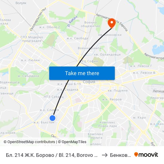 Бл. 214 Ж.К. Борово / Bl. 214, Borovo Qr. (0164) to Бенковски map