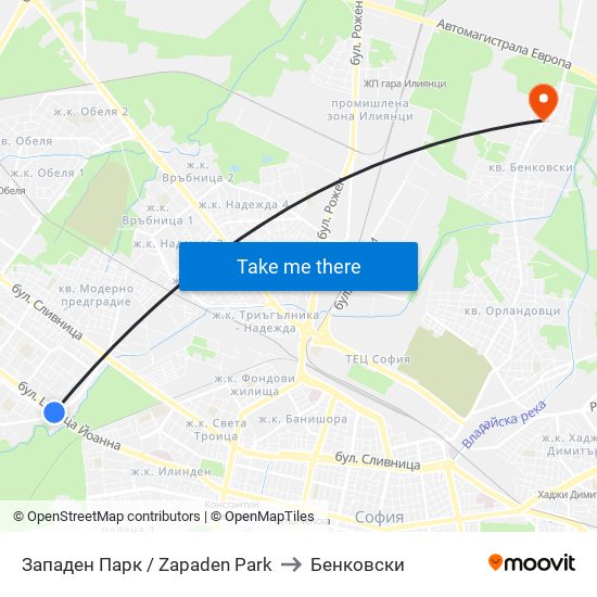 Западен Парк / Zapaden Park to Бенковски map