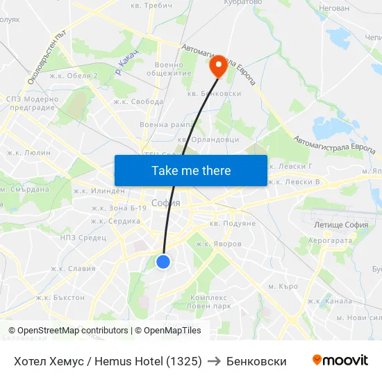 Ⓜ️ Хотел Хемус / Hemus Hotel (1325) to Бенковски map