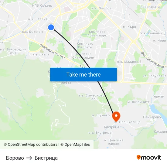 Борово to Бистрица map