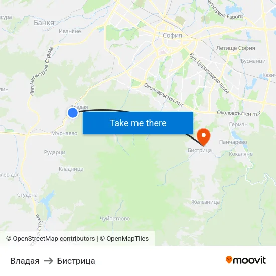 Владая to Бистрица map