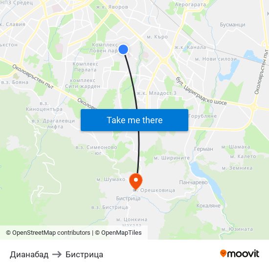 Дианабад to Бистрица map