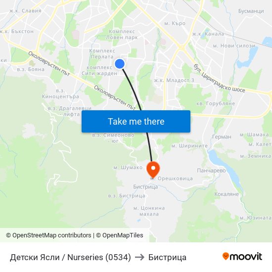 Детски Ясли / Nurseries (0534) to Бистрица map
