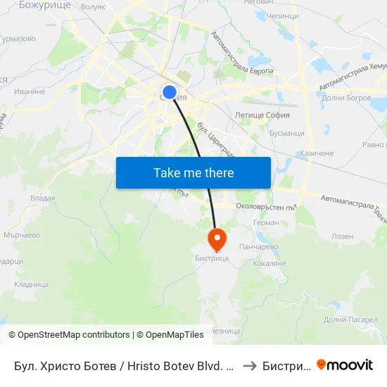 Бул. Христо Ботев / Hristo Botev Blvd. (0385) to Бистрица map