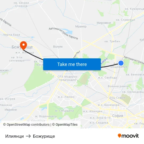 Илиянци to Божурище map