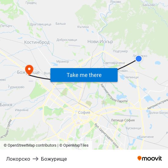 Локорско to Божурище map