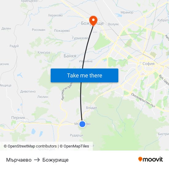 Мърчаево to Божурище map