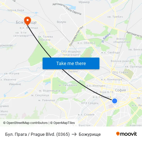 Бул. Прага / Prague Blvd. (0365) to Божурище map