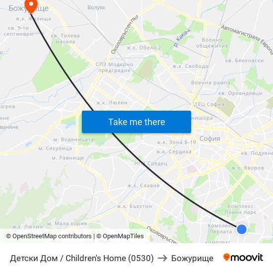 Детски Дом / Children's Home (0530) to Божурище map