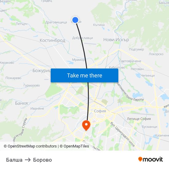 Балша to Борово map