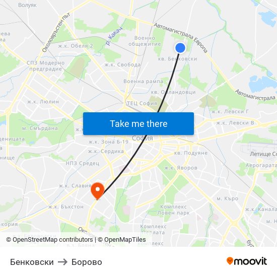 Бенковски to Борово map