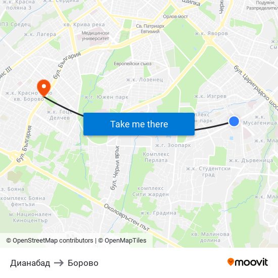 Дианабад to Борово map