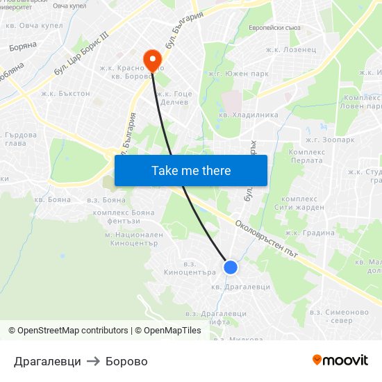 Драгалевци to Борово map