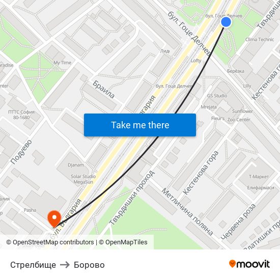 Стрелбище to Борово map