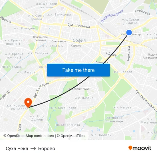 Суха Река to Борово map