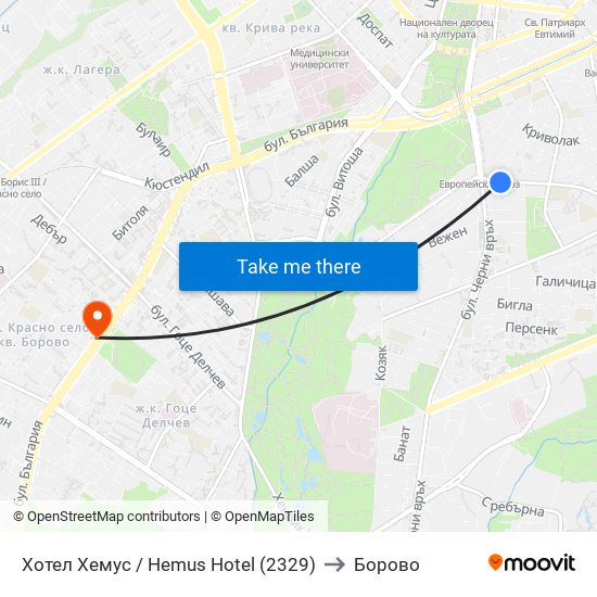 Хотел Хемус / Hemus Hotel (2329) to Борово map