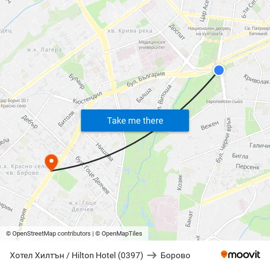 Хотел Хилтън / Hilton Hotel (0397) to Борово map