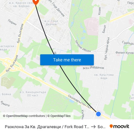 Разклона За Кв. Драгалевци / Fork Road To Dragalevtsi Qr. (1457) to Борово map