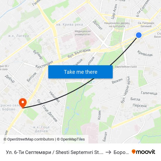 Ул. 6-Ти Септември / Shesti Septemvri St. (1808) to Борово map