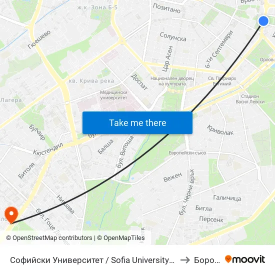 📚🎓 Софийски Университет / Sofia University (1698) to Борово map