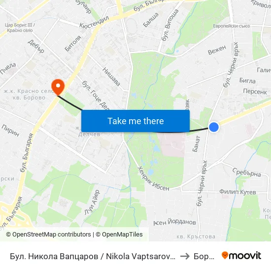 Бул. Никола Вапцаров / Nikola Vaptsarov Blvd. (0344) to Борово map