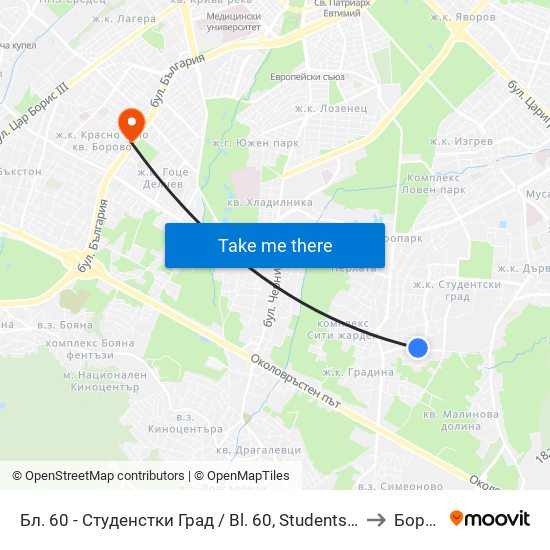 Бл. 60 - Студенстки Град / Bl. 60, Students' Town (2507) to Борово map