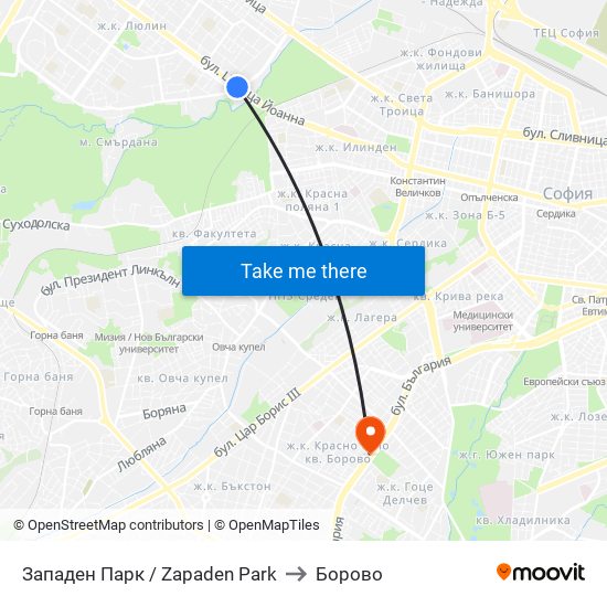 Западен Парк / Zapaden Park to Борово map