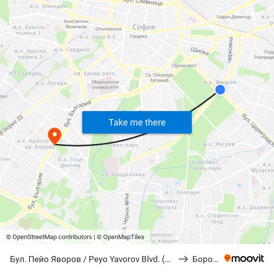 Бул. Пейо Яворов / Peyo Yavorov Blvd. (0073) to Борово map