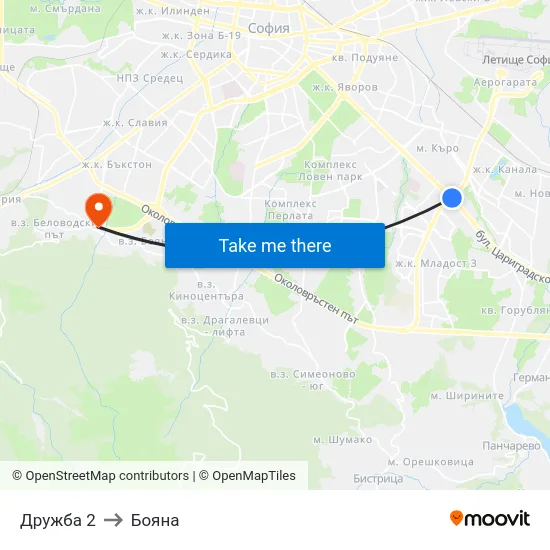 Дружба 2 to Бояна map