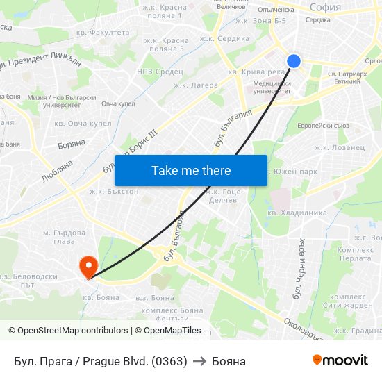 Бул. Прага / Prague Blvd. (0363) to Бояна map