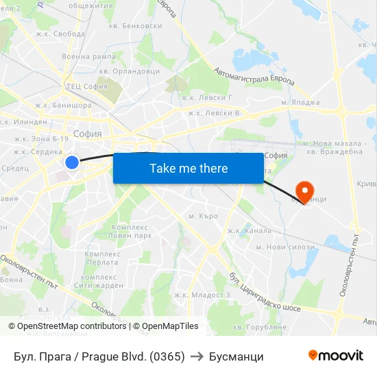 Бул. Прага / Prague Blvd. (0365) to Бусманци map