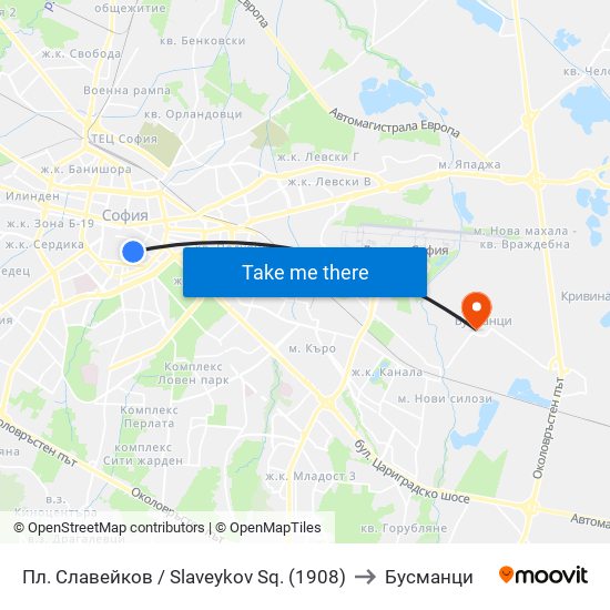 Пл. Славейков / Slaveykov Sq. (1908) to Бусманци map