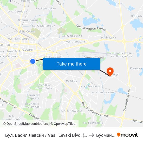 Бул. Васил Левски / Vasil Levski Blvd. (0299) to Бусманци map