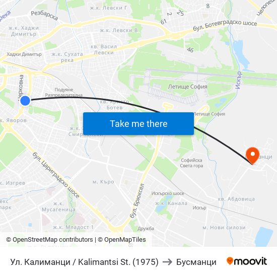 Ул. Калиманци / Kalimantsi St. (1975) to Бусманци map