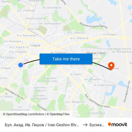 Бул. Акад. Ив. Гешов / Ivan Geshov Blvd. (0275) to Бусманци map