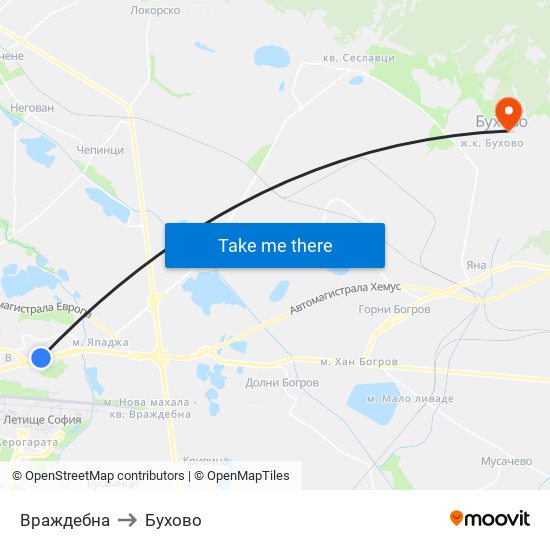 Враждебна to Бухово map