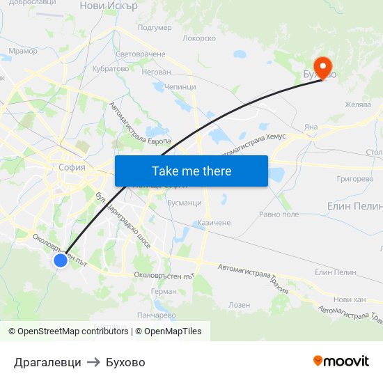Драгалевци to Бухово map