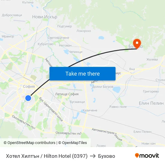 Хотел Хилтън / Hilton Hotel (0397) to Бухово map