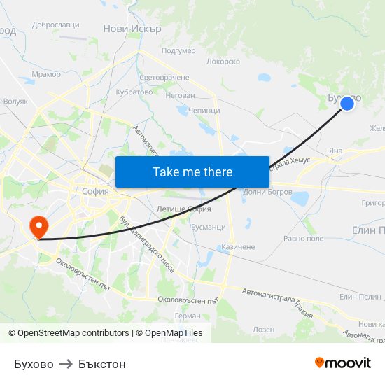 Бухово to Бъкстон map
