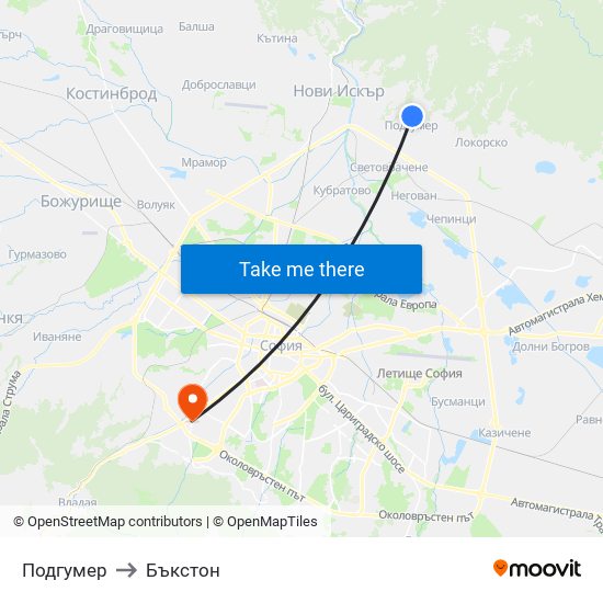 Подгумер to Бъкстон map