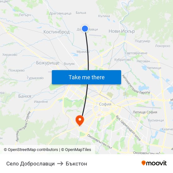 Село Доброславци to Бъкстон map