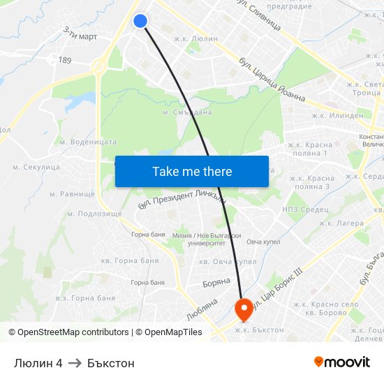 Люлин 4 to Бъкстон map